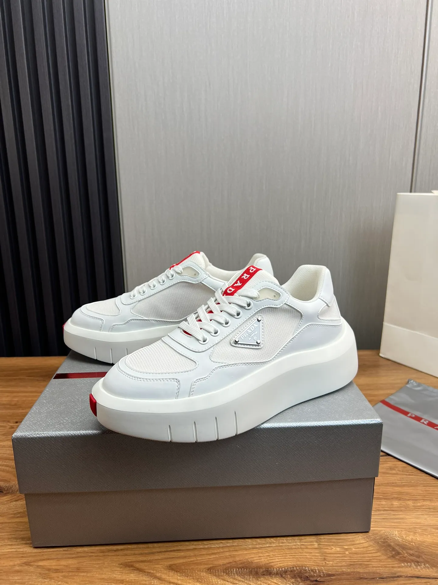 Men's shoes 💰620💰 [PRADA] Men's shoes are popular in the counter, official website is synchronized, high-quality shipments ✔️Original cowhide stitching mesh + cowhide lining, 1🆚1 replica, original original bottom, 38-45 (45 customized, non-refundable)